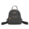 Mochila de Lana a Cuadros para Mujer 2026 Nueva Moda Versátil Mochila de Viaje Bolso de Mano Pequeño Texturizado Bolso de Hombro