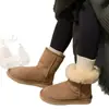 Botas de Nieve de Invierno 2026 Estilo Nuevo Piel de Oveja Shearling Caña Media Dos Usos Zapatos de Lana Calientes Engrosados con Felpa para Mujer Sin Cordones