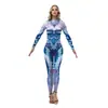 Outono Novo Europeu e Americano Transfronteiriço Escama de Peixe Lantejoula 3Dcos Roupa Nova Peça Única Roupa Body Estampado Roupa de Cosplay para Mulheres