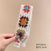 Faixa de Cabeça Bordada de Tricô com Velcro Floral para Mulheres, Faixa para Cabelo para Organizar Franja e Cabelos Soltos, Elástico de Cabelo para Lavar o Rosto