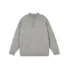 Suéter de Punto Gris Henley para Hombre, Otoño/Invierno, Color Sólido, Retro, Sensación de Alta Gama, Corte Limpio, Chaqueta Elegante y Fresca