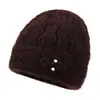 Gorro Cálido con Hebilla Estilo Transfronterizo para Proteger los Oídos de Personas de Mediana Edad y Mayores, Gorro de Punto para Otoño e Invierno, Gorro de Lana Engrosado, Gorro sin Visera Forrado de Felpa para Mujeres Mayores