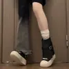 Botines blancos retro de suela gruesa para mujer, nuevo estilo de otoño, que aumentan la altura, versátiles con faldas, zapatillas altas de lona