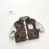 Abrigo de Felpa con Bloques de Color de Moda para Niños Invierno 2026 Nuevo Estilo Chaqueta Gruesa Cálida Estilo Coreano Moda