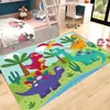 Alfombra de Dinosaurio de Dibujos Animados de Terciopelo de Cristal, Linda Alfombra para Gatear para Habitación Infantil y Dormitorio, Alfombra de Piso Antideslizante y Resistente a Manchas para Sala de Estar y Mesita de Noche