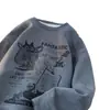 Moletom com Gola Redonda e Forro de Lã para Homens 2026 Primavera e Outono Marca da Moda Camiseta de Manga Longa Retro Americano Caimento Solto Jaqueta de Inverno Jovem
