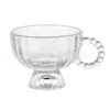 Taza de Café Alta de Vidrio con Asa de Perlas, Taza de Desayuno, Taza con Forma de Pétalo para el Té de la Tarde, Taza de Postre, Vaso para Jugo
