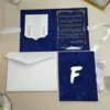 Invitación de boda de terciopelo azul oscuro, invitación de boda hecha a medida, simple y elegante, regalo único y de alta gama, tarjeta de presentación de nicho