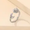 Anillo de Flor de Rosa de Moda Transfronterizo para Mujer Ins Diseño de Nicho Sentido de la Personalidad Moda Flor Índice Anillo Abierto