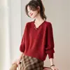 26 Primavera, Outono, Inverno Nova Moda Suéter Curto de Tricô Soltinho com Contas e Aplicação de Renda para Mulheres