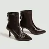 Botines Cuadrados Apilados Retro de Cuero con Hebilla para Mujer, Nuevos de Otoño 2026, para Aumentar la Altura, Venta al por Mayor