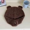 Gorro de Lana con Orejas de Oso Tridimensionales Estilo Japonés Lindo para Mujer Otoño e Invierno Nuevo Cálido Tejido Protección para las Orejas Gorro Lei Feng Moderno