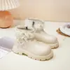 Botines Cortos de Lolita con Lazo Estilo Coreano para Niñas Modelo Otoño/Invierno 2026 Botines Cortos de Princesa con Adorno de Encaje Suela Suave para Niña Pequeña