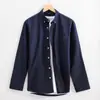 Procesamiento de Camisa Personalizada Algodón Primavera y Otoño Juventud Color Sólido Hilo Oxford Corte Casual Cuello Solapa Herramienta Blanca Hombre