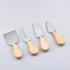 Venta Directa de Fábrica Cuchillo para Queso de Hornear Cortador de Queso Mango de Madera Gadget de Cocina Set de Cuchillo, Tenedor y Espátula para Queso de Acero Inoxidable