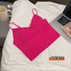 Camisola de seda de hielo con espalda hueca y hilo cruzado para mujer, ropa interior deportiva sexy con almohadilla para el pecho