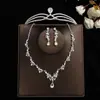 Coroa elegante de noiva Mori Super fada cocar conjunto de três peças novo colar acessórios de casamento brincos de aniversário casamento mulheres