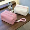 Bolsa de Cosméticos de Peluche Dulce y Femenina Color Caramelo Gran Capacidad Bolsa de Tocador Bolso de Viaje Almacenamiento Pequeño