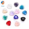Colar com Pingente de Diamante de Vidro com Garra de Flor Dourada em Formato de Coração Acessórios de Vestuário Pingente de Flor Dourada com Borda em Formato de Coração Pêssego