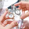 Relógio feminino de nicho de alta qualidade em liga, relógio de pulseira requintado para festa de estudante, pulseira de aço com strass, relógio da moda estilo ins