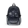 Mochila estilo japonés con bordados de lunares y estrellas, diseño nuevo, moderna y linda, perfecta para estudiantes de secundaria, una opción única y a la moda