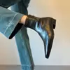 Botas de Tobillo de Cuero Suave de Tacón Bajo, Estilo Coreano Simple, Elásticas, Adelgazantes, para Mujer, Otoño/Invierno, con Cremallera Trasera, Botines Versátiles