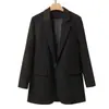 Blazer casual versátil e estiloso de outono para mulheres plus size, jaqueta de terno para o dia a dia de comprimento médio