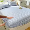 Sábana bajera de tela rústica, colcha de una sola pieza, protector de colchón de cobertura total para camas individuales de dormitorio, apto para todas las estaciones