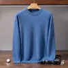 Novo suéter masculino de cashmere com gola redonda, adequado para usar em camadas, malha básica de cashmere de cabra para outono e inverno, estilo business casual