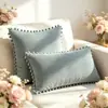 Capas de almofada lisas com trama de corrente, design simples e moderno, com acabamento de pompons e borda de veludo cotelê, direto do fabricante