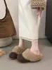 Pantuflas Peludas con Plataforma Interna para Mujer para Uso en Exteriores Nuevo Estilo Otoño/Invierno 2026 Pantuflas de Algodón con Forro de Felpa Calientes Botas de Nieve Birkenstock