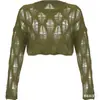 Moda Feminina Europeia e Americana Primavera 2026 Nova Roupa Feminina Estilo Ins Suéter Sexy Hot Girl Cropped Solto Tricô Vazado