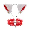 Diadema de Halloween Diadema para Actuación en Festival Set de Diadema y Collar de Chica Gato Orejas de Gato Pasador Sencillo para Niña Hermosa