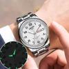 Reloj Redondo Luminoso Pointor Calendario Europeo y Americano Movimiento Automático Mecánico Luminoso Resistente al Agua Calendario No Mecánico Reloj para Hombre