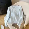 Estilo Coreano Primavera e Outono Novo Suéter com Pedrarias Indústria Pesada Cardigan de Tricô Jaqueta Estilo Chanel Feminino Solto Versátil Elegante Top