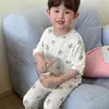 Pijama Masculino Verão Infantil Manga Curta Tamanho Médio e Grande Infantil Masculino Ar Condicionado Roupa de Casa Verão Fino Modal Seda de Gelo Conjunto
