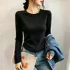 Camiseta base térmica de polar cálida y engrosada para otoño e invierno, prenda interior ajustada, camiseta de manga larga para mujer, forrada de polar, top versátil y elegante