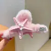 Pinza de Pelo de Felpa para Otoño e Invierno para Mujer, Pinza de Pelo Grande Linda con Diseño de Oso y Conejo, Pinza de Tiburón para Peinados Recogidos, Accesorio de Pelo Grande