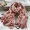 Outono Novo Algodão Misturado Cachecol Feminino Artístico Retro Especial Fio Horizontal Strip Xale Cor Sólida All-match Cross-border Comércio Exterior Atacado