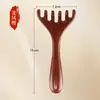 Masajeador de Cabeza de Sándalo con Diseño de Astas de Cinco Puntas, Peine Meridianos del Cuero Cabelludo, Rascador de Cabeza, Rastrillo Terapéutico, Peine de Madera Gua Sha