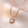 Collar para Mujer, Acero de Titanio Moderno y Simple, Conservación del Color, Forma de Cubo de Azúcar, Diamante Cuadrado, Zircón Brillante, Collar Estilo Coreano y Japonés