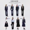 Atuendo para entrevista de examen público de otoño: chaqueta de traje negra para mujer, adecuada para ocasiones formales, traje profesional con pantalón acampanado
