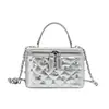 Bolso pequeño cuadrado de cadena con incrustaciones de diamantes de estilo coreano de lujo ligero para mujer, bolso de mano casual versátil, bolso de hombro y bandolera elegante para el trabajo