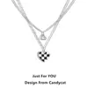 Collar de doble capa a cuadros Estilo nicho japonés y coreano Cadena de clavícula ins Estilo frío Cadena de lana Amor Apilado Nuevos accesorios