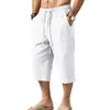 2026 Venta Caliente Estilo Americano Verano Hombres Lino Casual Deportivo Versátil Holgado Cordón Elástico Pierna Ancha Pantalones Cortos