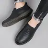 Zapatos Casuales de Piel para Hombre, Zapatos Casuales de Negocios de Piel Genuina, Suela Suave Versátil, Suela Suave Antideslizante, Modernos, Envío Directo de Una Pieza