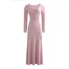 Vestido Longo de Manga Comprida Retro Francês de Alta Qualidade para Mulheres, Roupa de Baixo Outono/Inverno Saia Evasê Cauda de Peixe Saia Longa Emagrecedora Outono