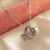 Collar Colgante de Acero Inoxidable Plateado con Forma de Estrella de Mar y Concha para Mujer, Estilo Sencillo de Vacaciones, Joyería para Playa de Vacaciones