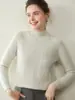Suéter de Cachemira de Cuello Alto Grueso para Mujer, Jersey de Cachemira Holgado Corto para Otoño e Invierno, Punto de Fondo