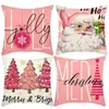 Amazon Transfronterizo Temu Nuevo Cojín de Almohada Navideño Decoración para el Hogar Felpa Corta Lino Funda de Almohada Estampada
